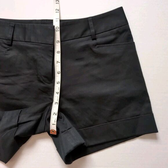 Express Chino Cuffed Shorts Womens 4 Black Flat Front Stretch Pockets Preppy - Picture 9 of 11